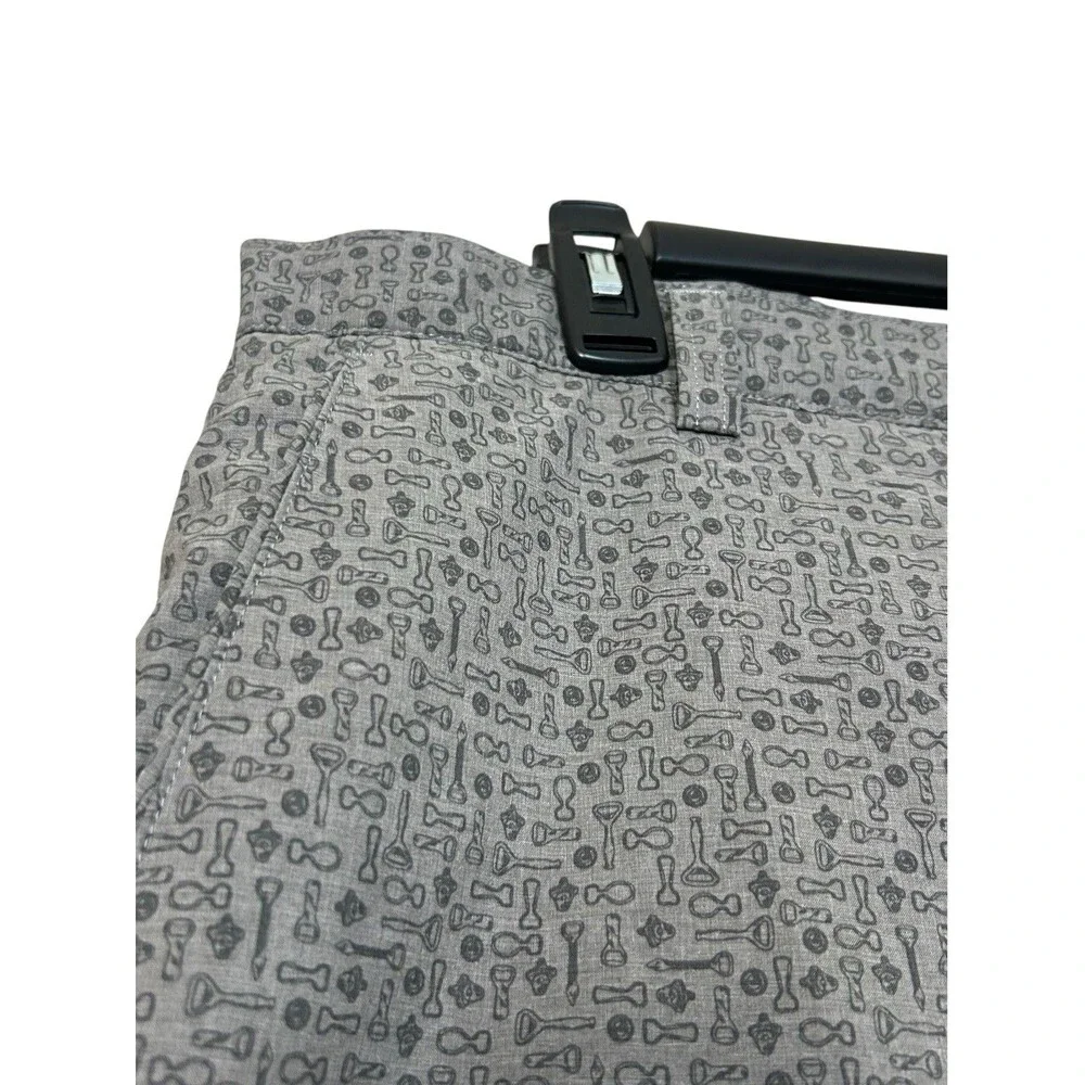 Peter Millar Golf Shorts Mens 36 Gray Performance Golf Tee Geometric Print